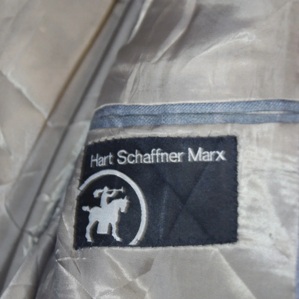 Hart Schaffner Marx Mens‎ Size 42L Blue Plaid Blazer Suit Jacket Made in USA